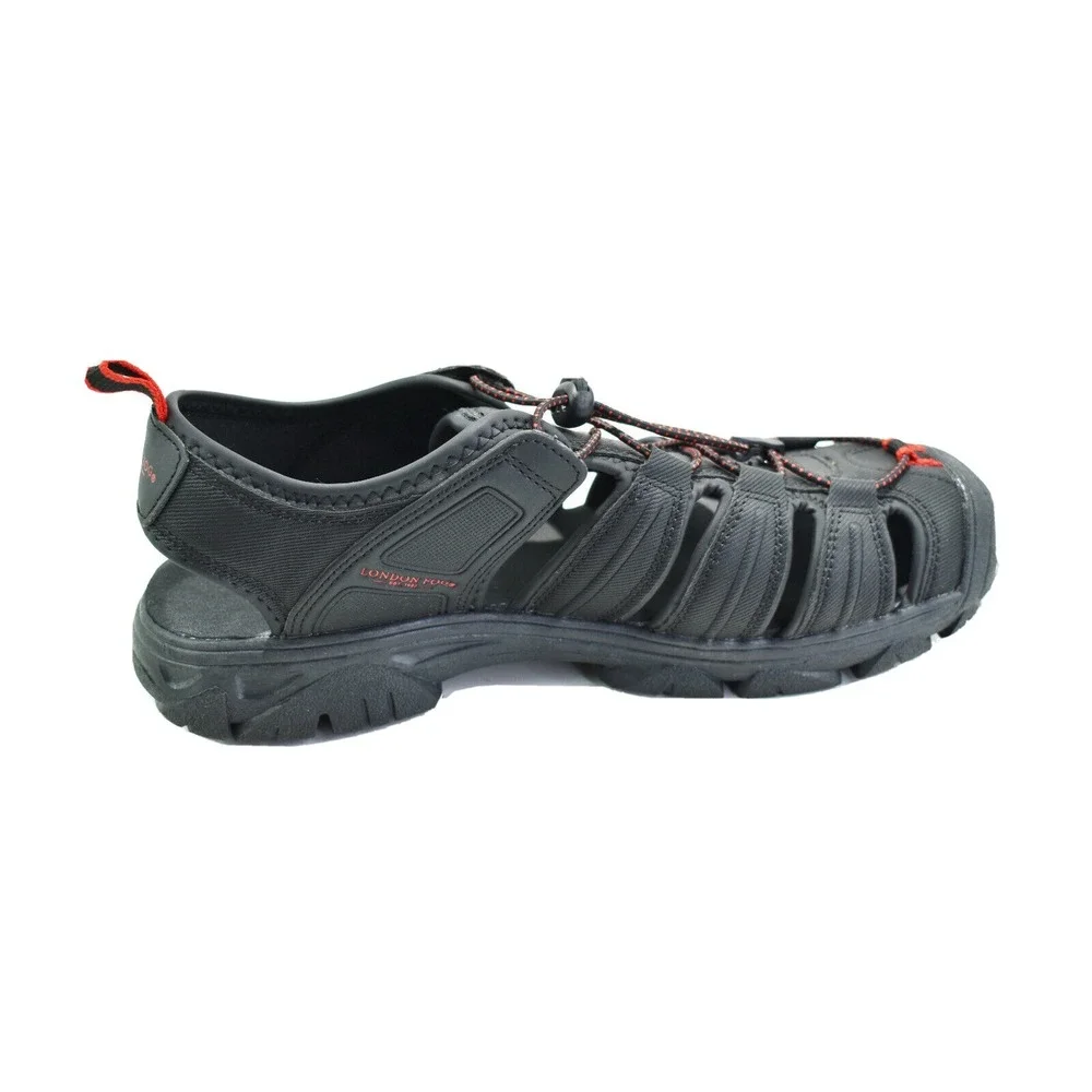 London Fog Dover Mens Black Red Fisherman Sport Sandals Size 11‎ M New